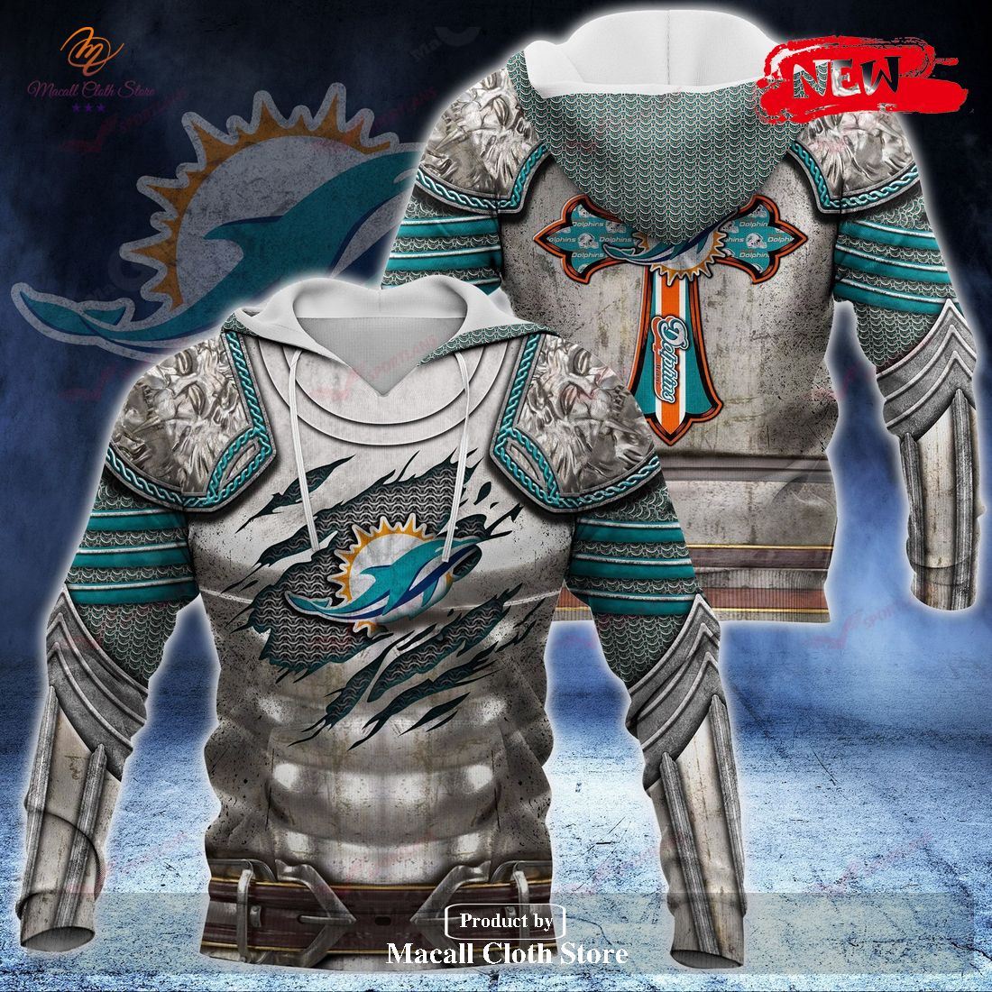 Miami Dolphins Nfl Knight Templar Armor Hoodie Sweatshirt 3D Miami Dolphins Nfl Knight Templar Armor Hoodie Sweatshirt 3D