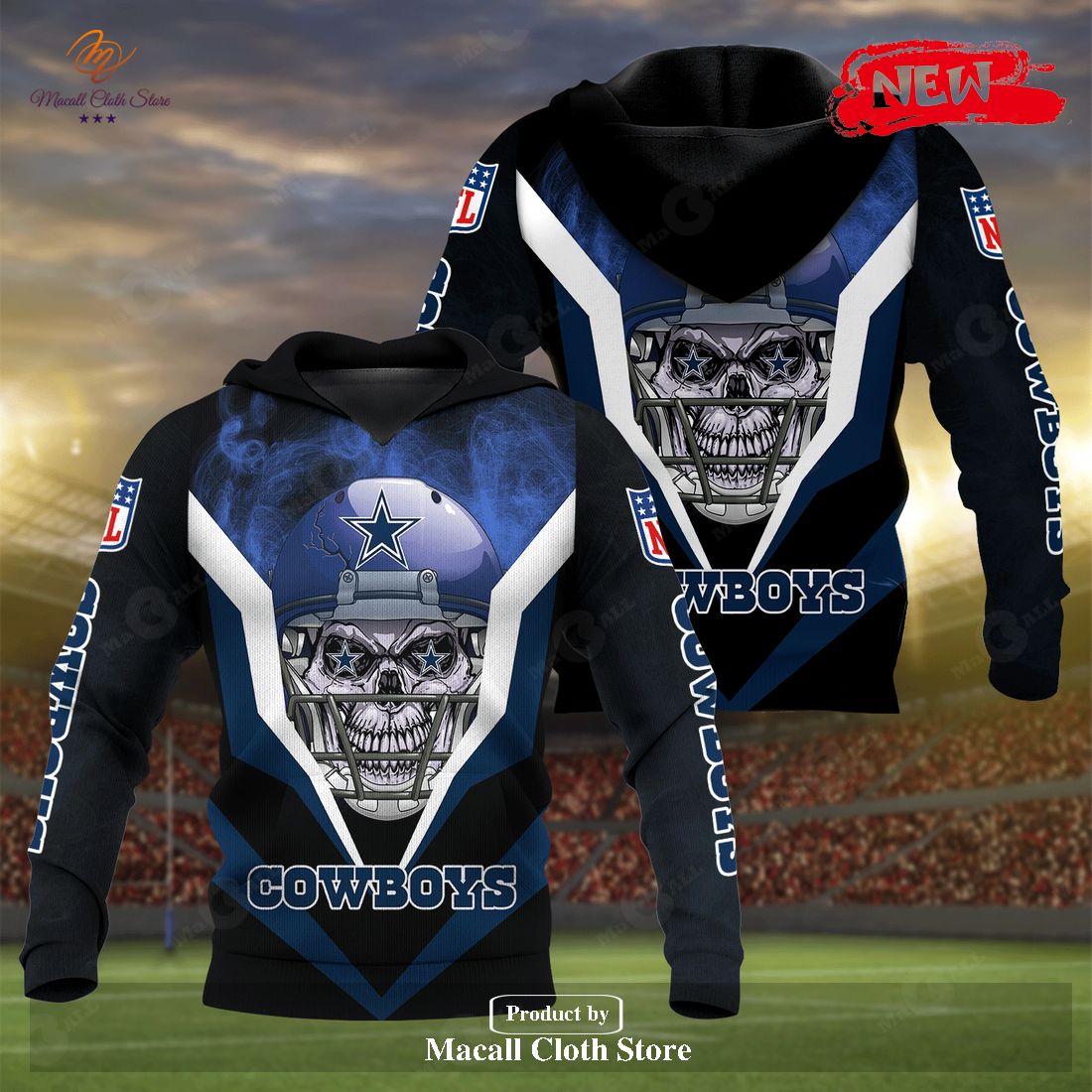 NFL Football Dalas Cowboys Special Skull Style Hoodie Sweatshirt 3D NFL Football Dalas Cowboys Special Skull Style Hoodie Sweatshirt 3D
