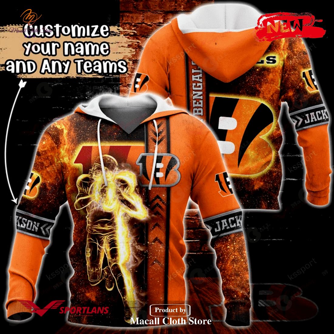 Personalized Name Cincinnati Bengals NFL Universe Light Design Hoodie Sweatshirt 3D