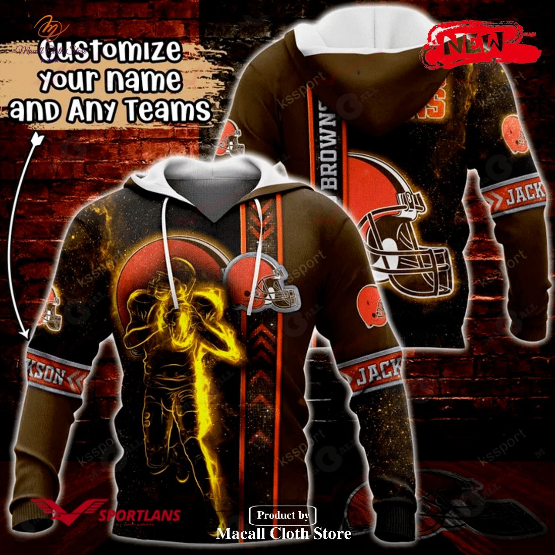 Personalized Name Cleveland Browns NFL Universe Light Design Hoodie Sweatshirt 3D