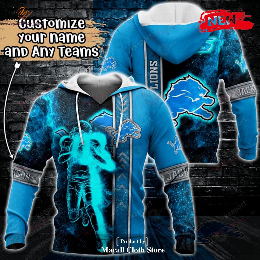 Personalized Name Detroit Lions NFL Universe Light Design Hoodie Sweatshirt 3D Personalized Name Detroit Lions NFL Universe Light Design Hoodie Sweatshirt 3D