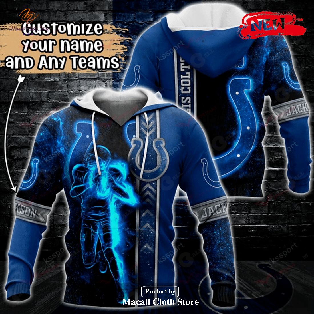 Personalized Name Indianapolis Colts NFL Universe Light Design Hoodie Sweatshirt 3D
