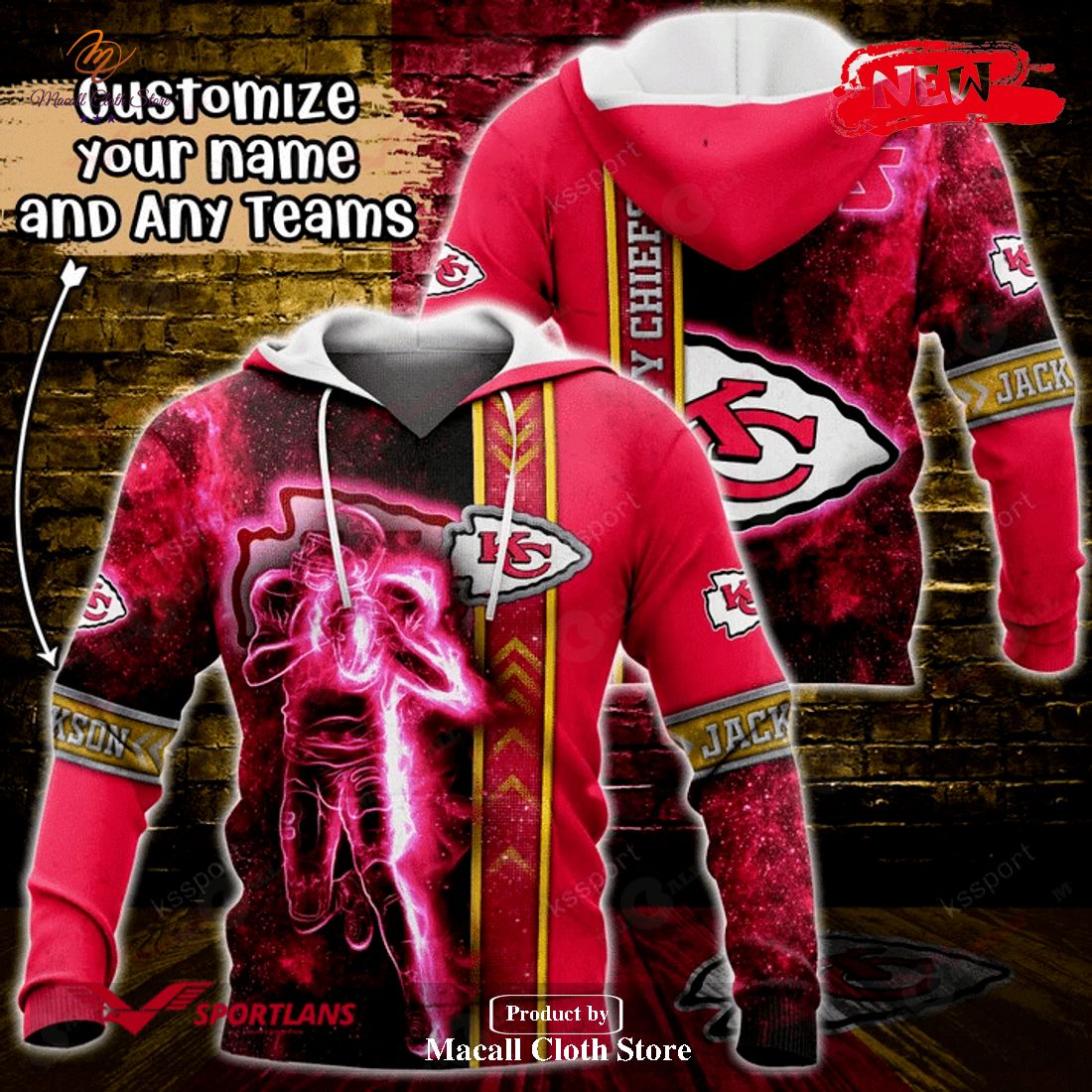 Personalized Name Kansas City Chiefs NFL Universe Light Design Hoodie Sweatshirt 3D