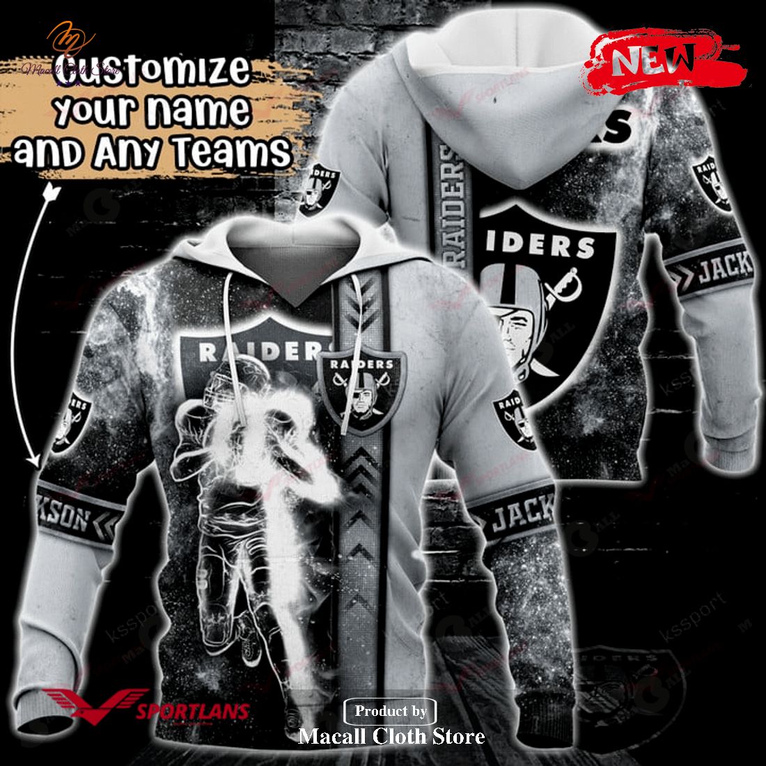 Personalized Name Las Vegas Raiders NFL Universe Light Design Hoodie Sweatshirt 3D