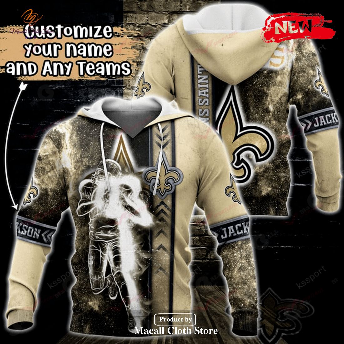 Personalized Name New Orleans Saints NFL Universe Light Design Hoodie Sweatshirt 3D