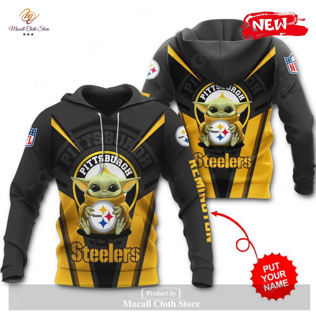 NFL Steelers Hoodie 3D Baby Yoda Pittsburgh Steelers Unique Gift - Personalized  Gifts: Family, Sports, Occasions, Trending