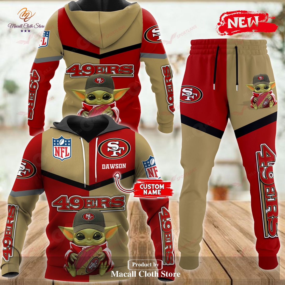 Personalized Name San Francisco 49ers NFL Baby Yoda Sports Hoodie Sweatshirt 3D