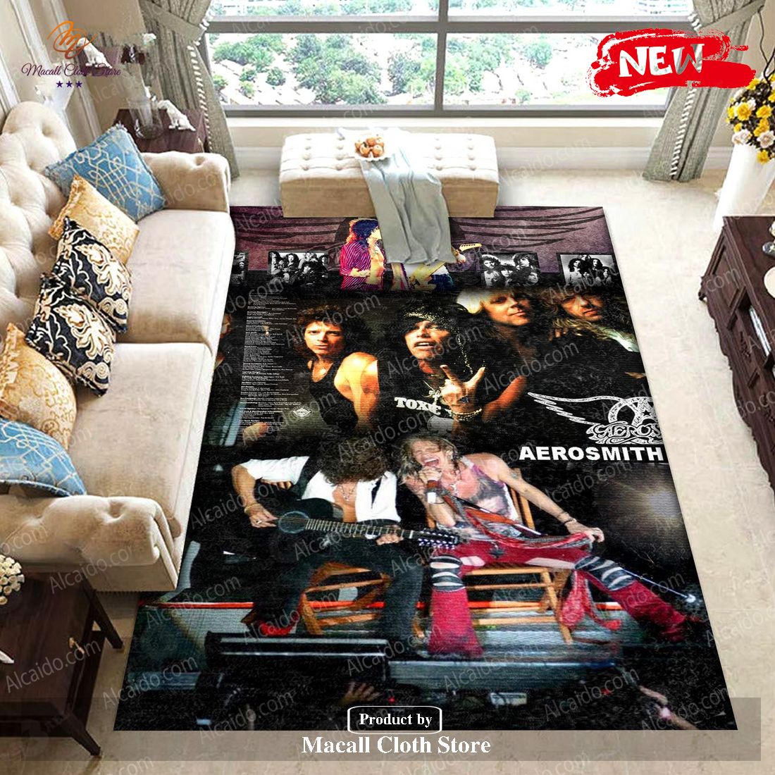 Aerosmith American Rock Band Steven Tyler Singing Vintage Living Room Area Rug Carpet Kitchen Rug Home Decor – Indoor Outdoor Rugs
