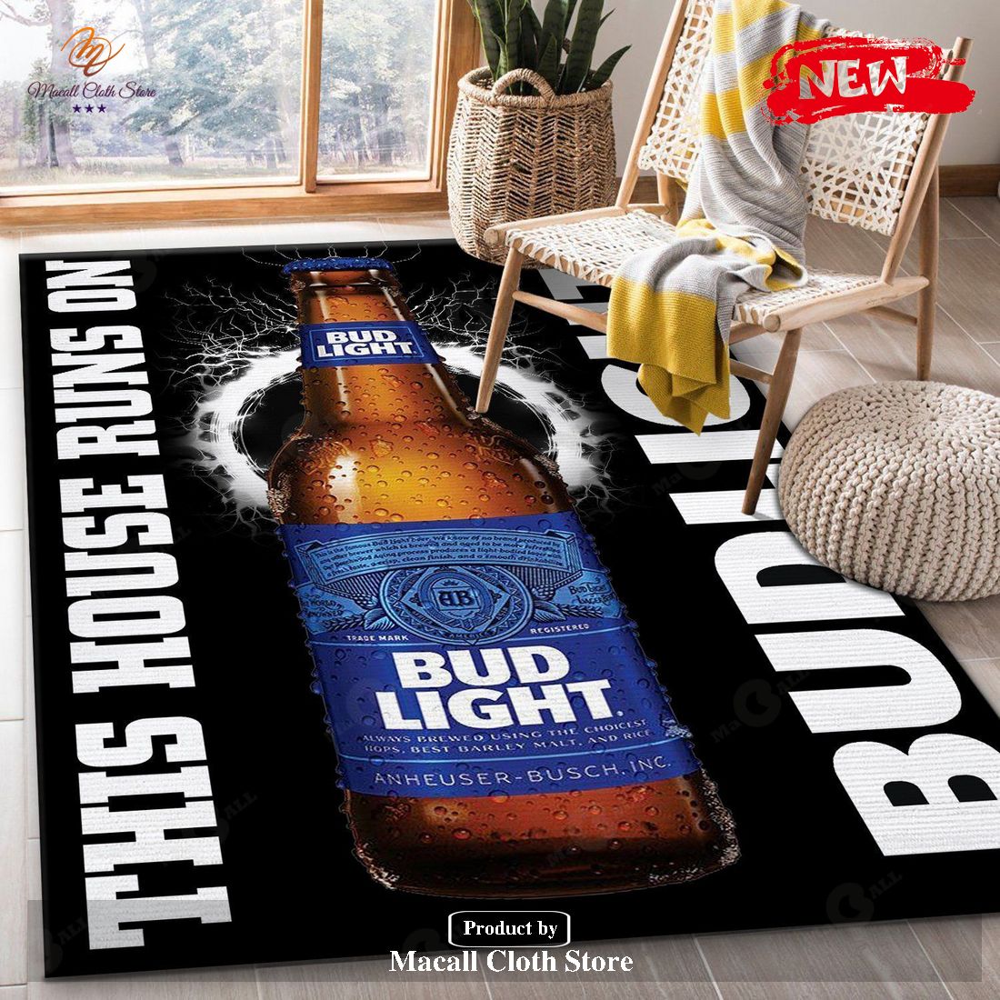 Bud Light This House Runs On Rug Room Carpet Custom Area Floor Home Decor – Indoor Outdoor Rugs