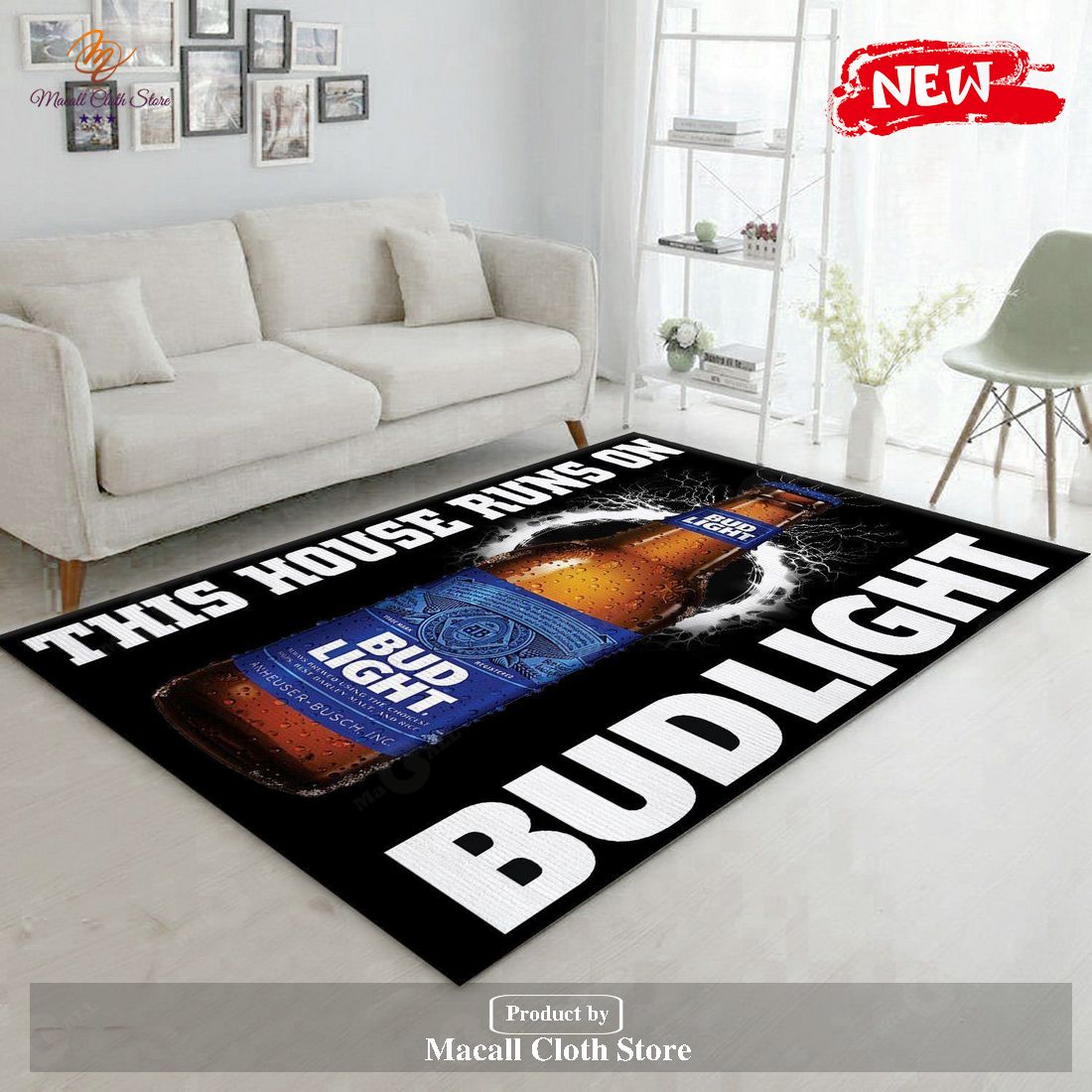 Bud Light This House Runs On Rug Room Carpet Custom Area Floor Home Decor – Indoor Outdoor Rugs