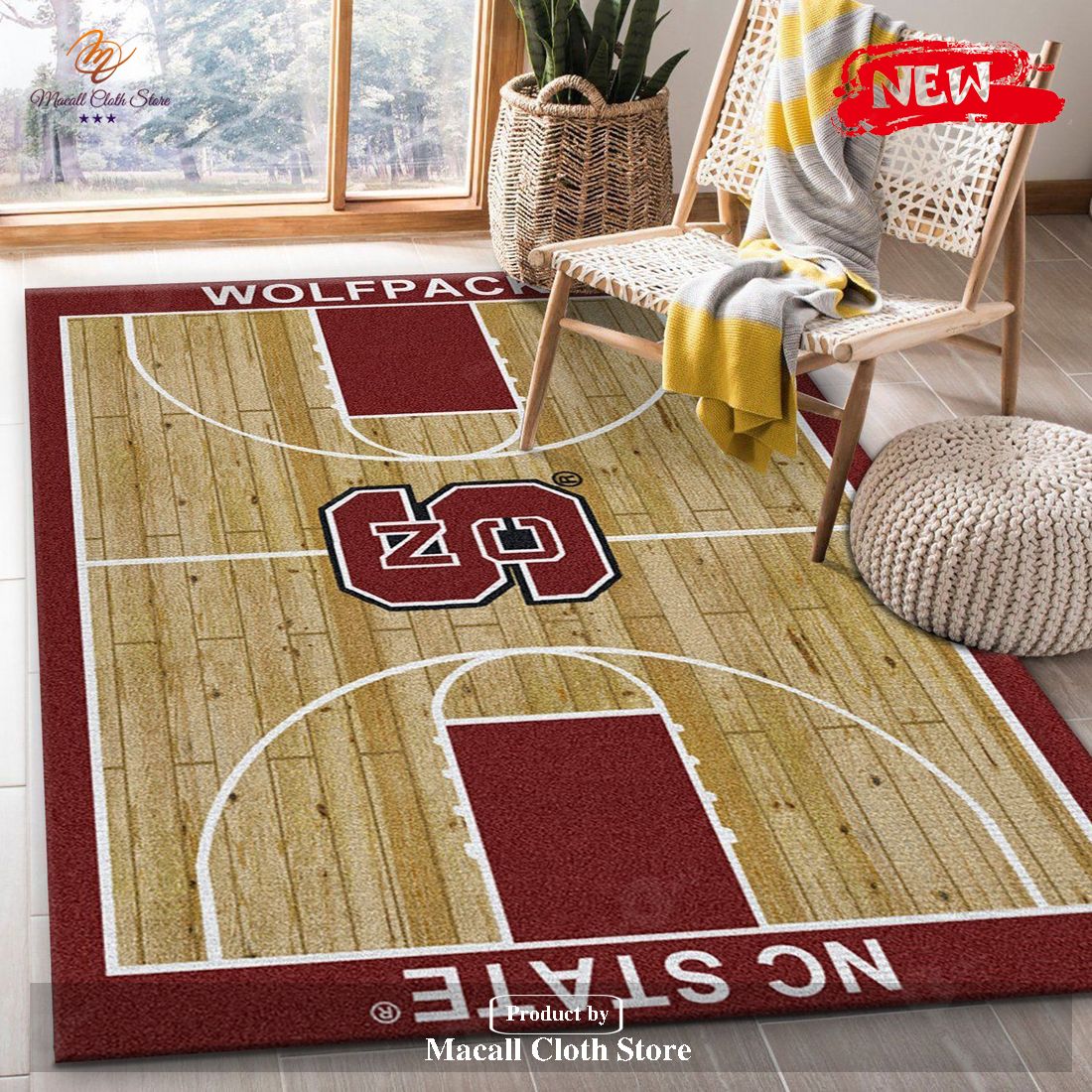 College Home Court North Carolina State Basketball Team Logo Area Rug Kitchen Rug - Indoor Outdoor Rugs College Home Court North Carolina State Basketball Team Logo Area Rug Kitchen Rug - Indoor Outdoor Rugs