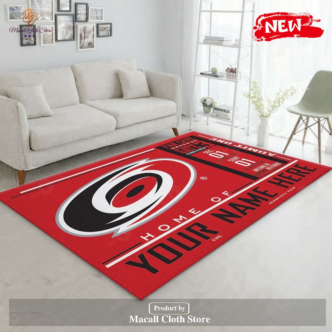 Personalized Name Carolina Hurricanes Wincraft NHL Area Rug For Christmas Living Room Rug Christmas Gift – Indoor Outdoor Rugs