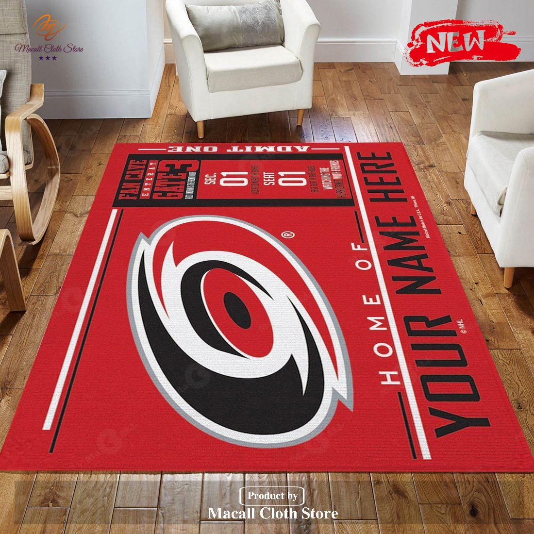 Personalized Name Carolina Hurricanes Wincraft NHL Area Rug For Christmas Living Room Rug Christmas Gift – Indoor Outdoor Rugs