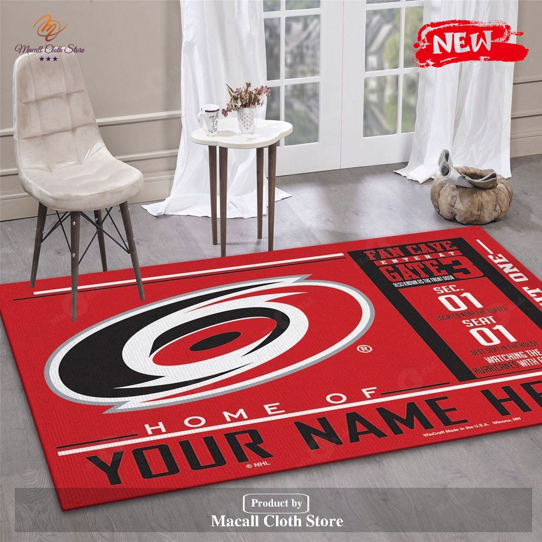 Personalized Name Carolina Hurricanes Wincraft NHL Area Rug For Christmas Living Room Rug Christmas Gift - Indoor Outdoor Rugs Personalized Name Carolina Hurricanes Wincraft NHL Area Rug For Christmas Living Room Rug Christmas Gift - Indoor Outdoor Rugs