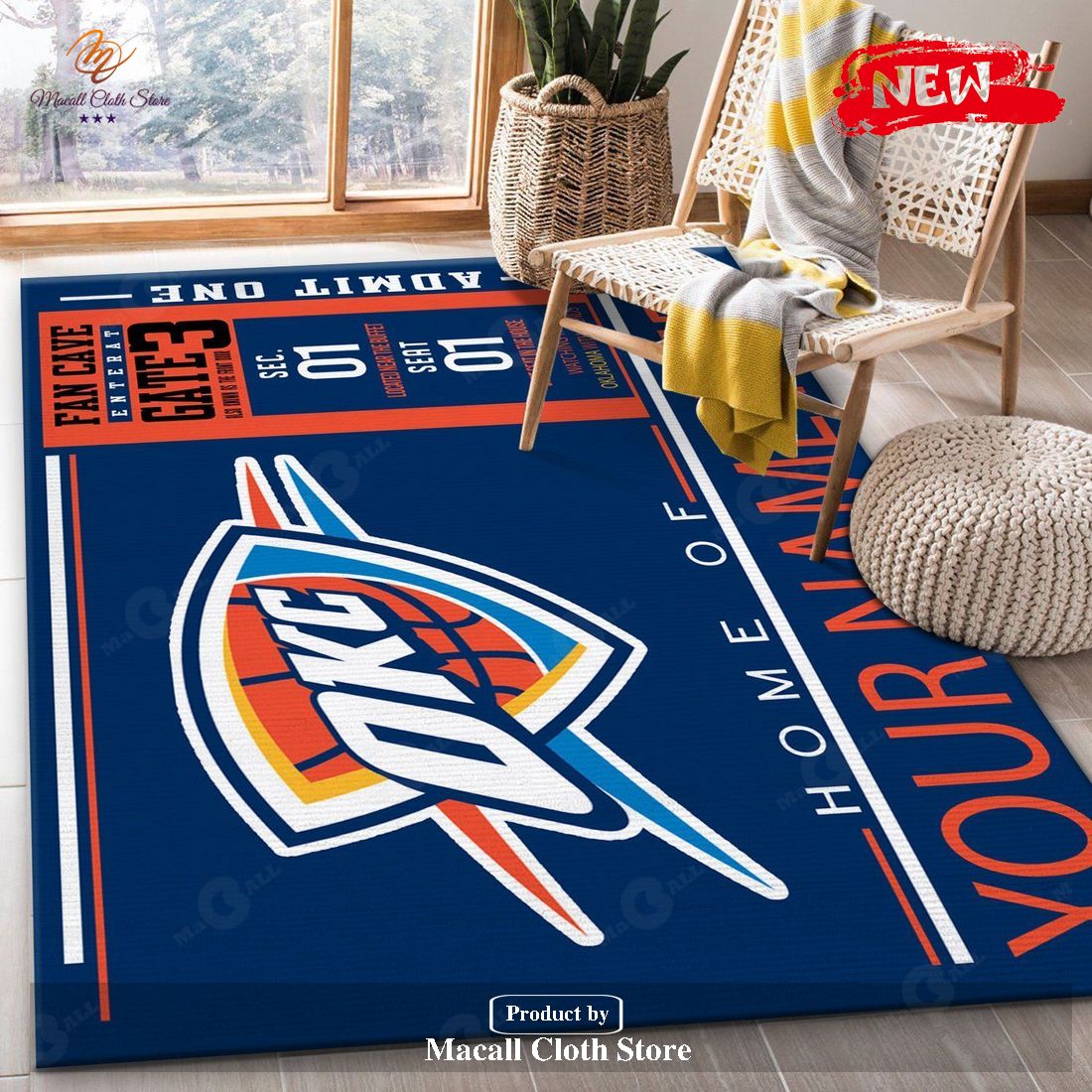 Personalized Name Oklahoma City Thunder Wincraft NBA Rug Living Room Rug Christmas Gift US Decor – Indoor Outdoor Rugs