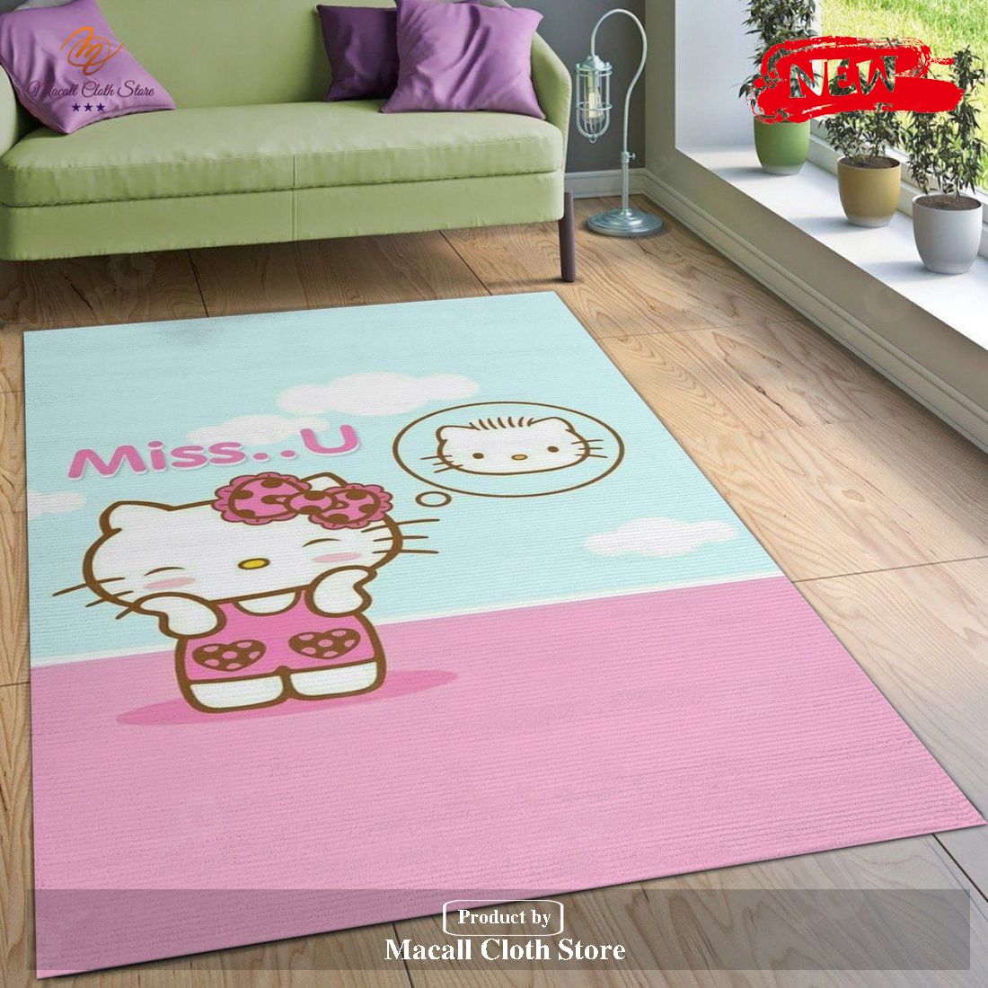 Hello Kitty Blue Area Rug Living Room Rug - Indoor Outdoor Rugs Hello Kitty Blue Area Rug Living Room Rug - Indoor Outdoor Rugs