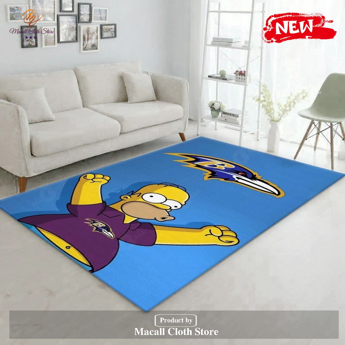 Homer Simpson Vs Baltimore Ravens NFL Area Rug For Christmas Bedroom Rug Home Decor Floor Decor – Indoor Outdoor Rugs