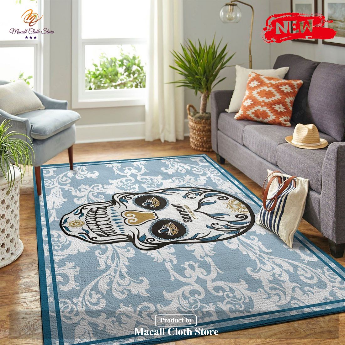 Jacksonville Jaguars NFL Team Logo Skull Flower Style Nice Gift Home Decor Rectangle Area Rug - Indoor Outdoor Rugs Jacksonville Jaguars NFL Team Logo Skull Flower Style Nice Gift Home Decor Rectangle Area Rug - Indoor Outdoor Rugs