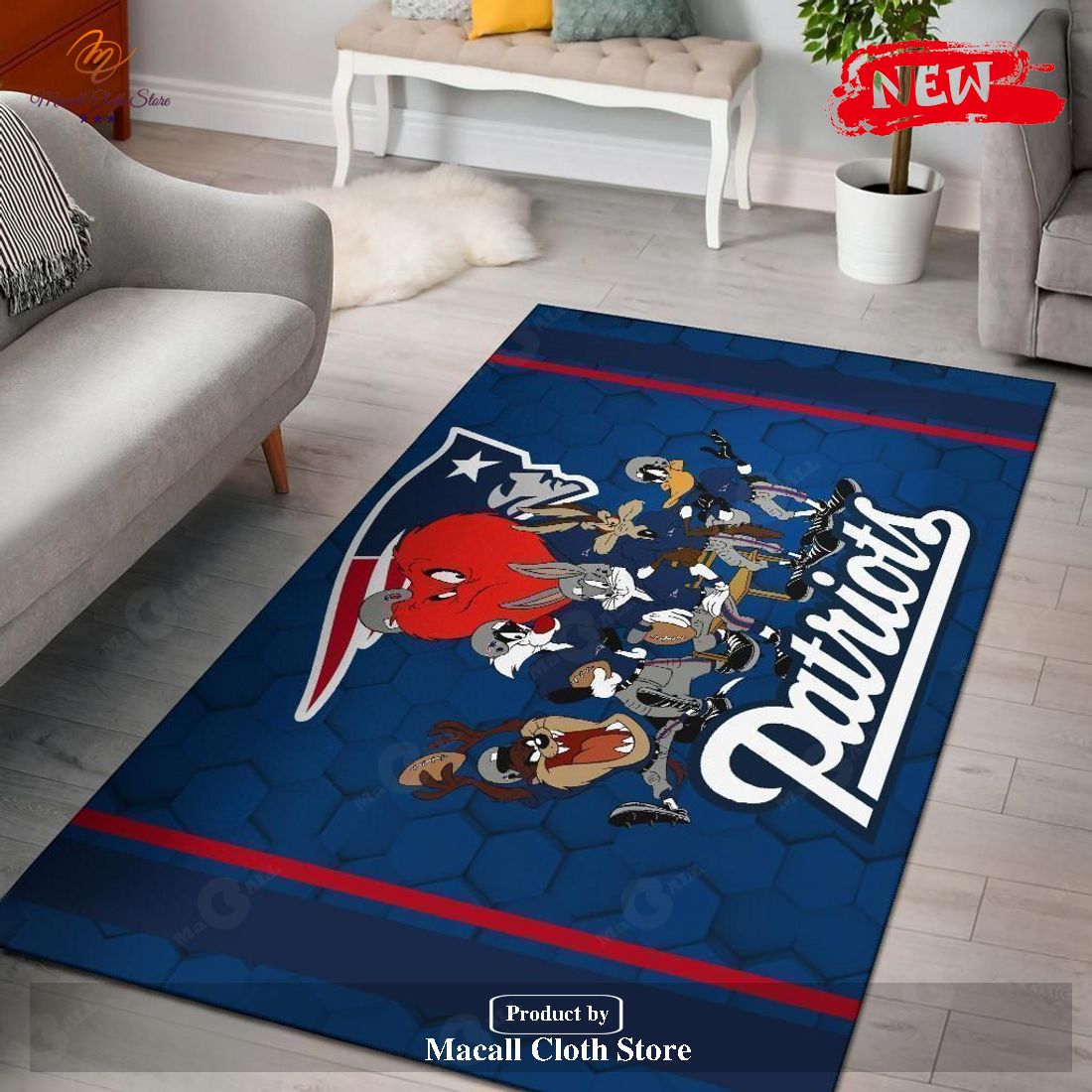 Looney Tunes Patriots Team Rug Area Football Carpet Fan Gift - Indoor Outdoor Rugs Looney Tunes Patriots Team Rug Area Football Carpet Fan Gift - Indoor Outdoor Rugs