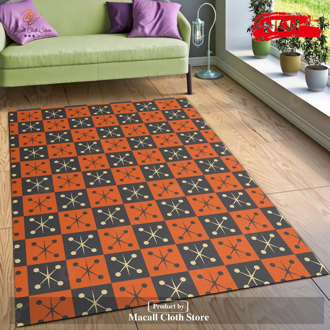 Midcentury Pattern 64 Area Rug Living room and bedroom Rug – Indoor Outdoor Rugs