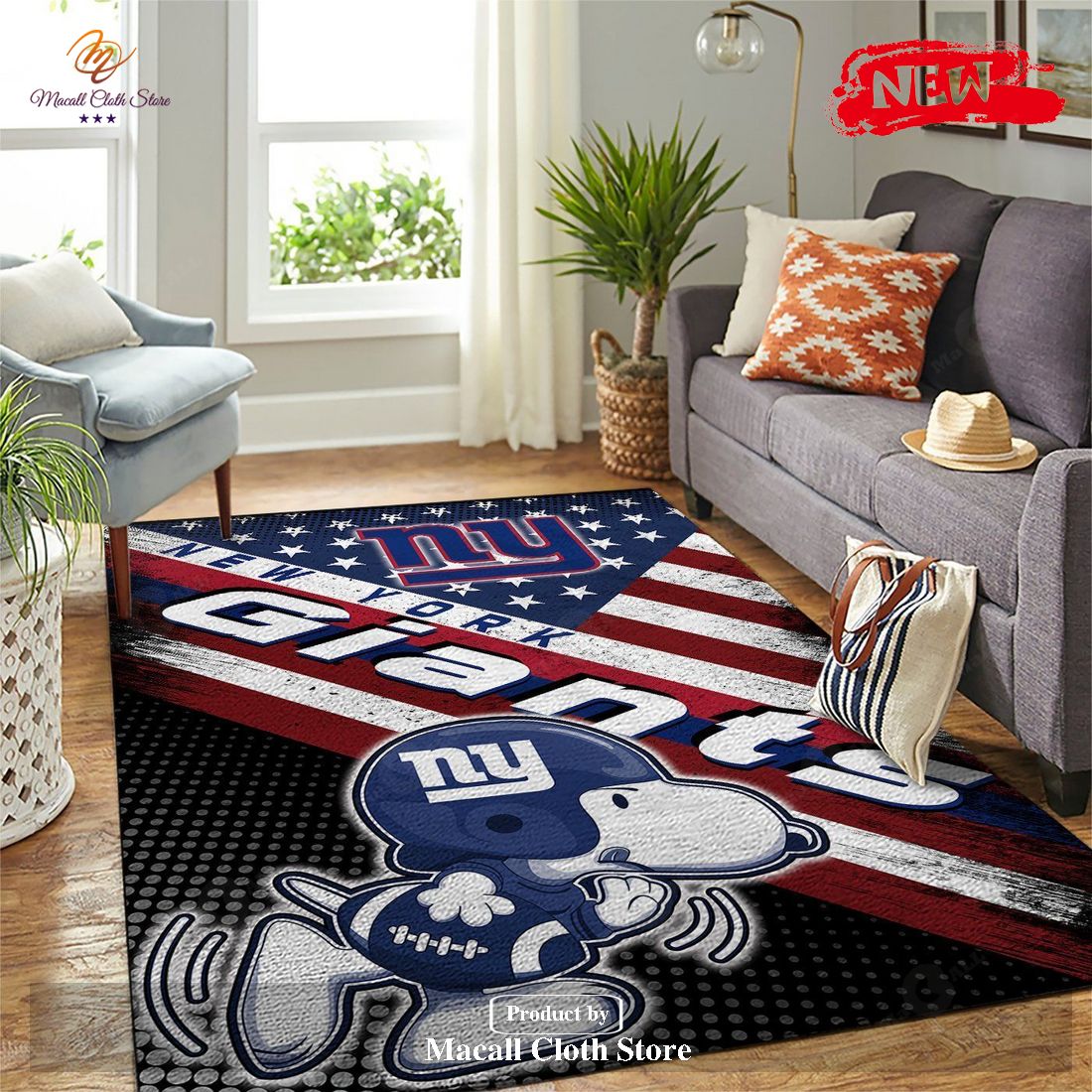 New York Giants NFL Team Logo Snoopy Us Style Nice Gift Home Decor Rectangle Area Rug – Indoor Outdoor Rugs