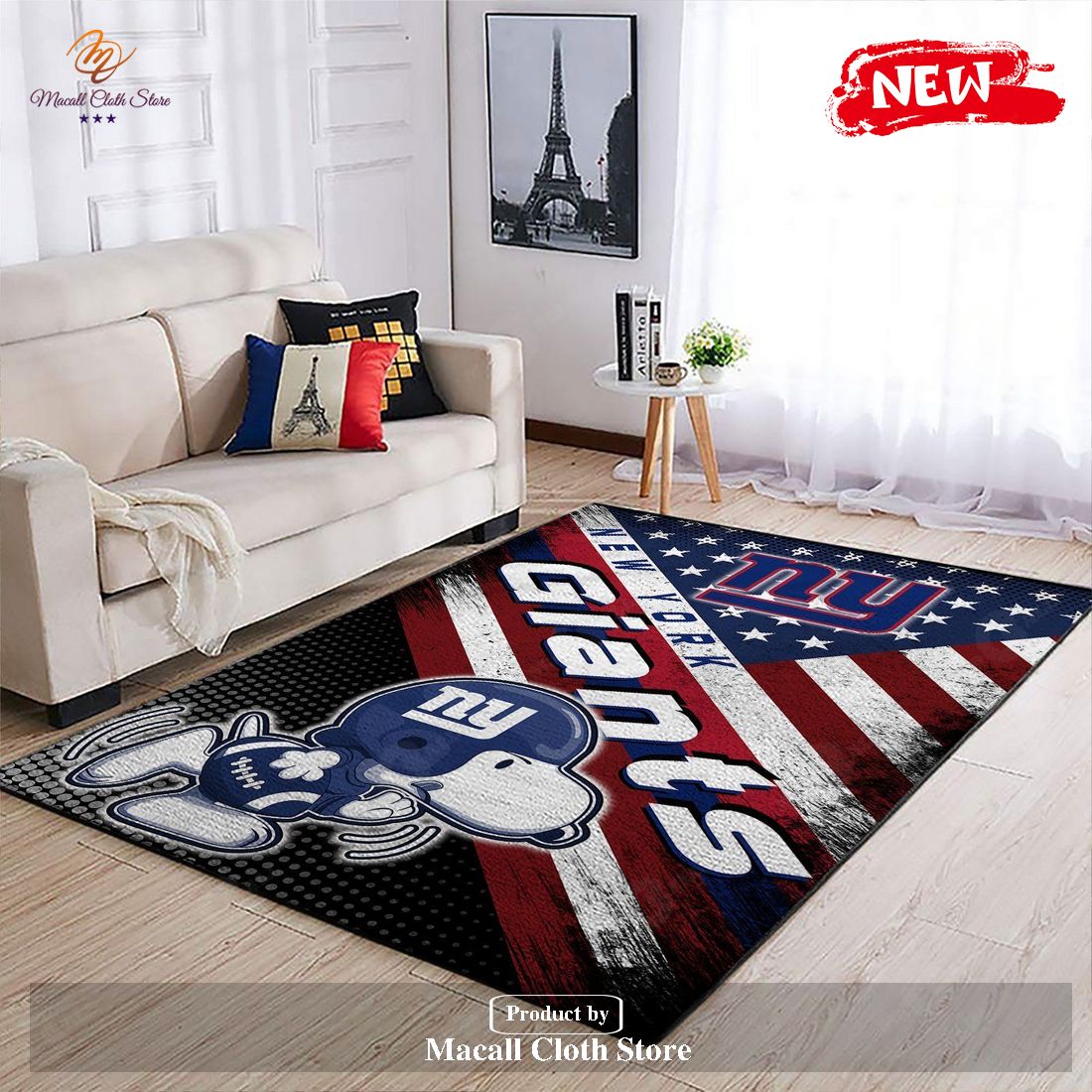 New York Giants NFL Team Logo Snoopy Us Style Nice Gift Home Decor Rectangle Area Rug – Indoor Outdoor Rugs
