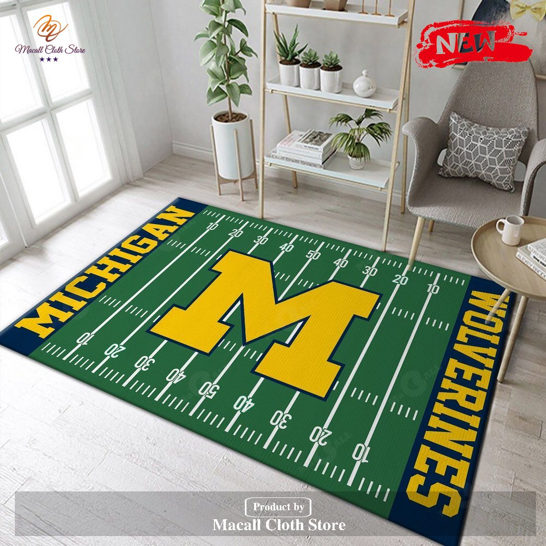 NFL Team Michigan Wolverines Home Field Area Rug Sport Home Decor – Indoor Outdoor Rugs