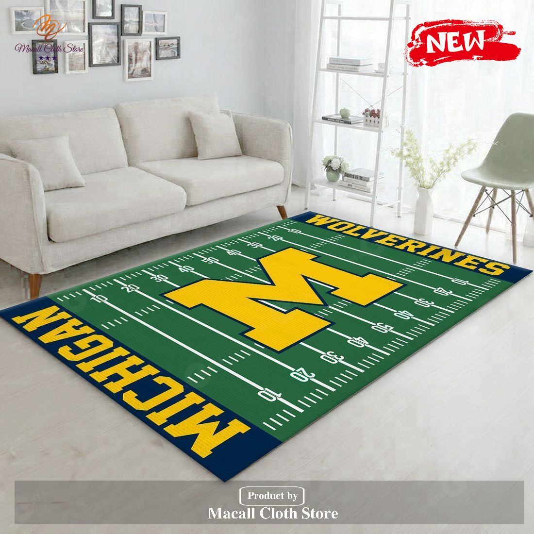 NFL Team Michigan Wolverines Home Field Area Rug Sport Home Decor – Indoor Outdoor Rugs