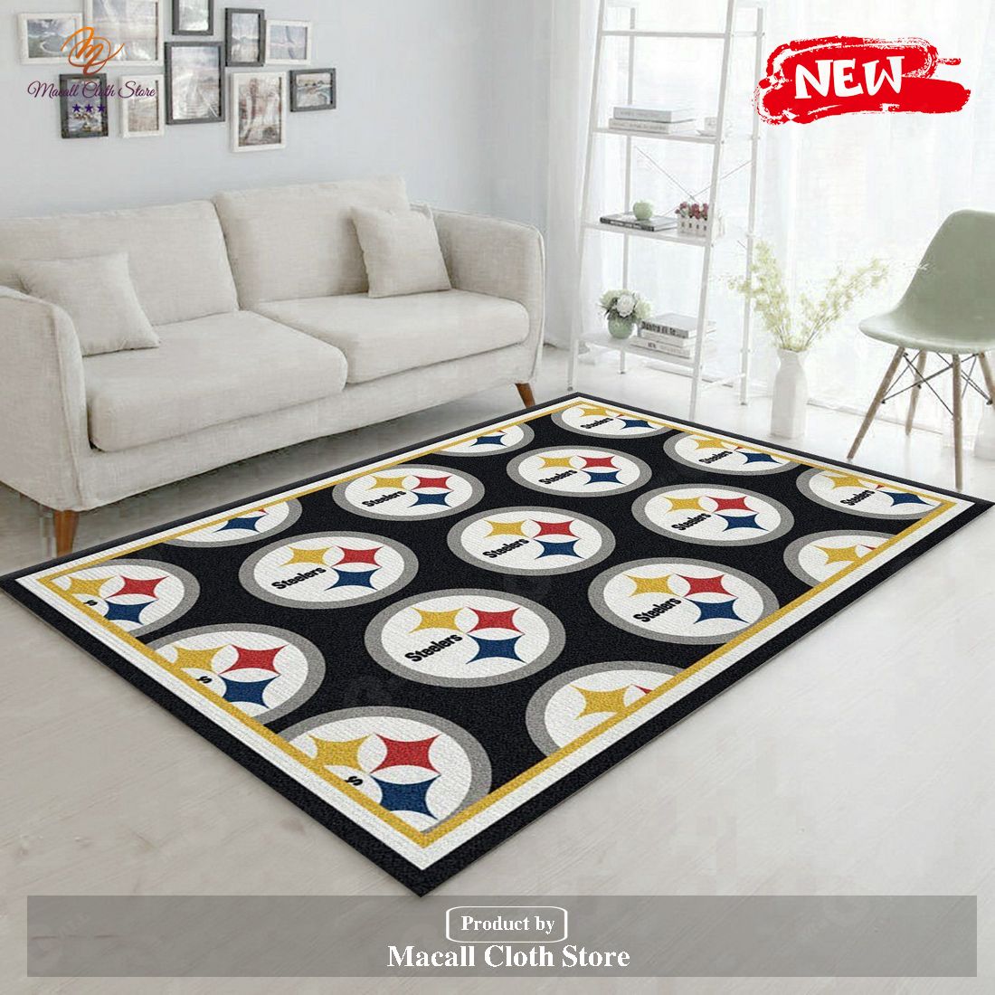 Pittsburgh Steelers Repeat Rug NFL Team Area Rug Bedroom Rug Home Decor Floor Decor – Indoor Outdoor Rugs