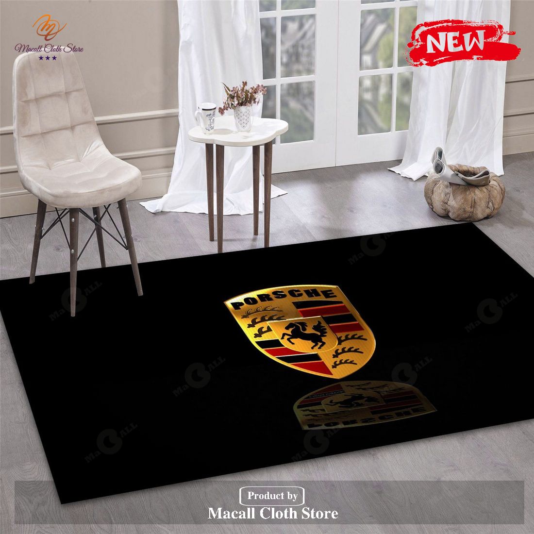 Porsche Logo Area Rug Living Room Rug Home Decor Floor Decor - Indoor ...