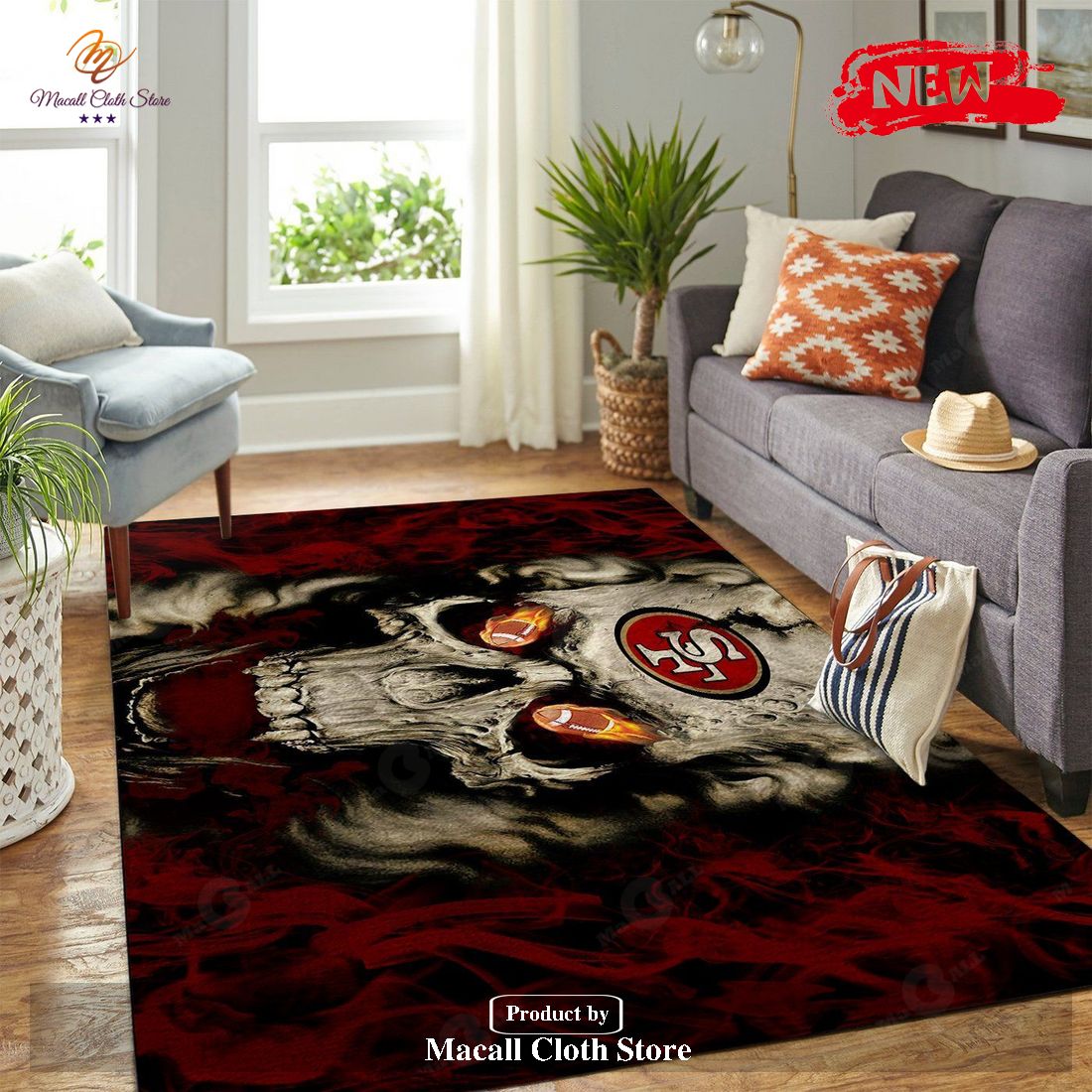 San Francisco 49ers NFL Team Logo Skull Style Nice Gift Home Decor Rectangle Area Rug - Indoor Outdoor Rugs San Francisco 49ers NFL Team Logo Skull Style Nice Gift Home Decor Rectangle Area Rug - Indoor Outdoor Rugs