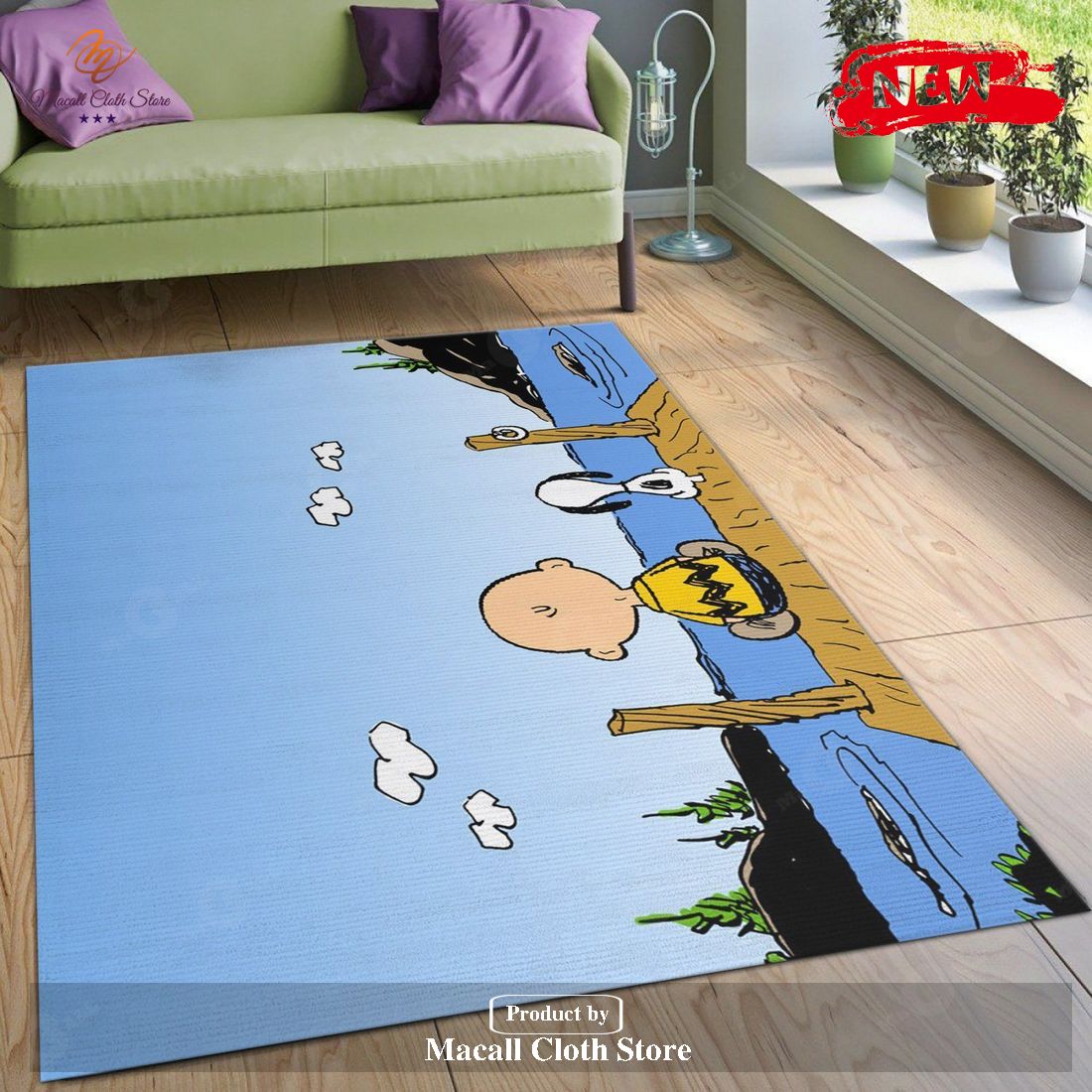 Snoopy And Charlie Brown Area Rug Bedroom Rug Family Gift US Decor – Indoor Outdoor Rugs