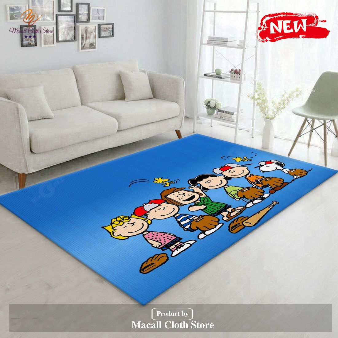 Snoopy Baseball Rug Living Room Rug Home Decor Floor Decor – Indoor Outdoor Rugs
