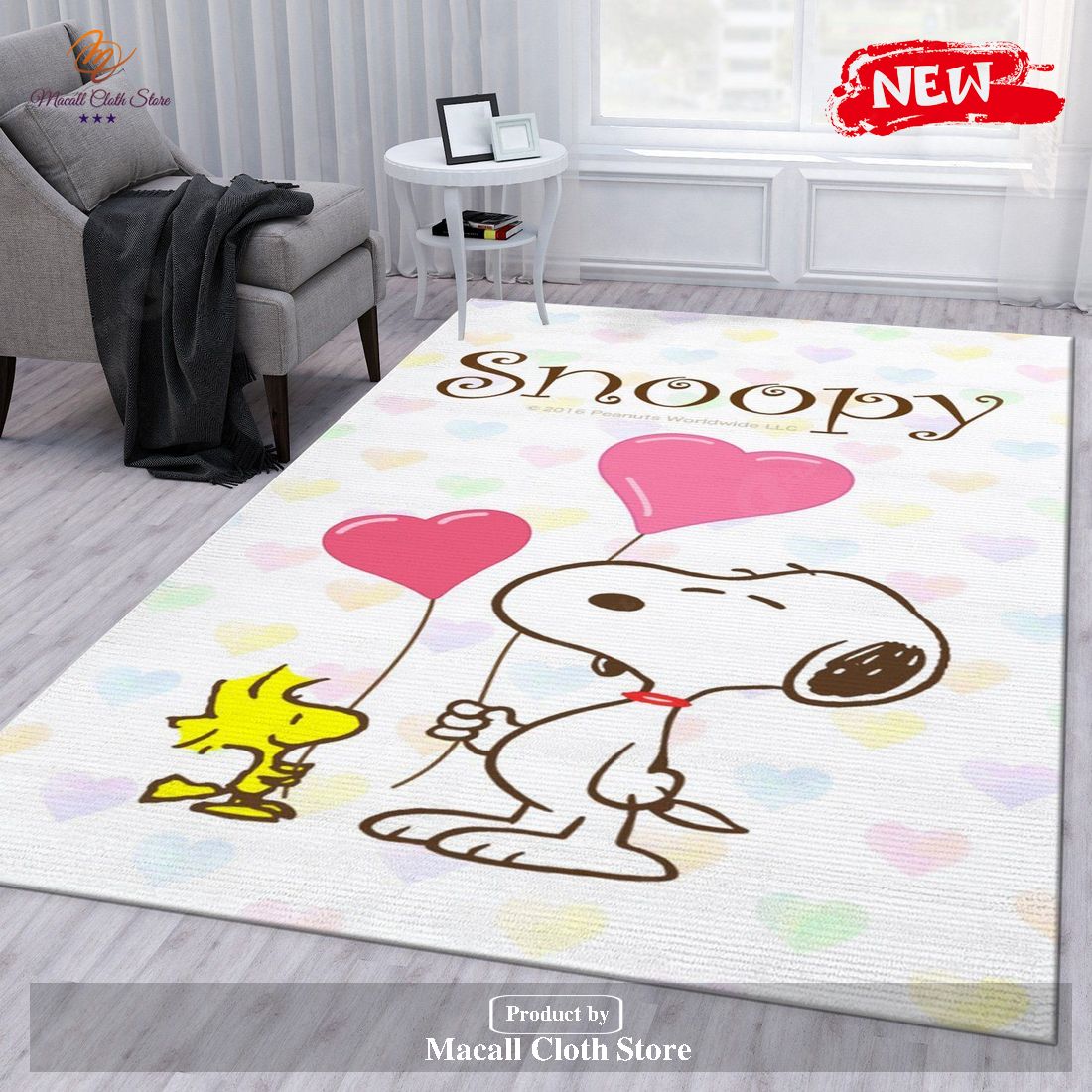 Snoopy Love Area Rug For Christmas Bedroom Rug- Indoor Outdoor Rugs