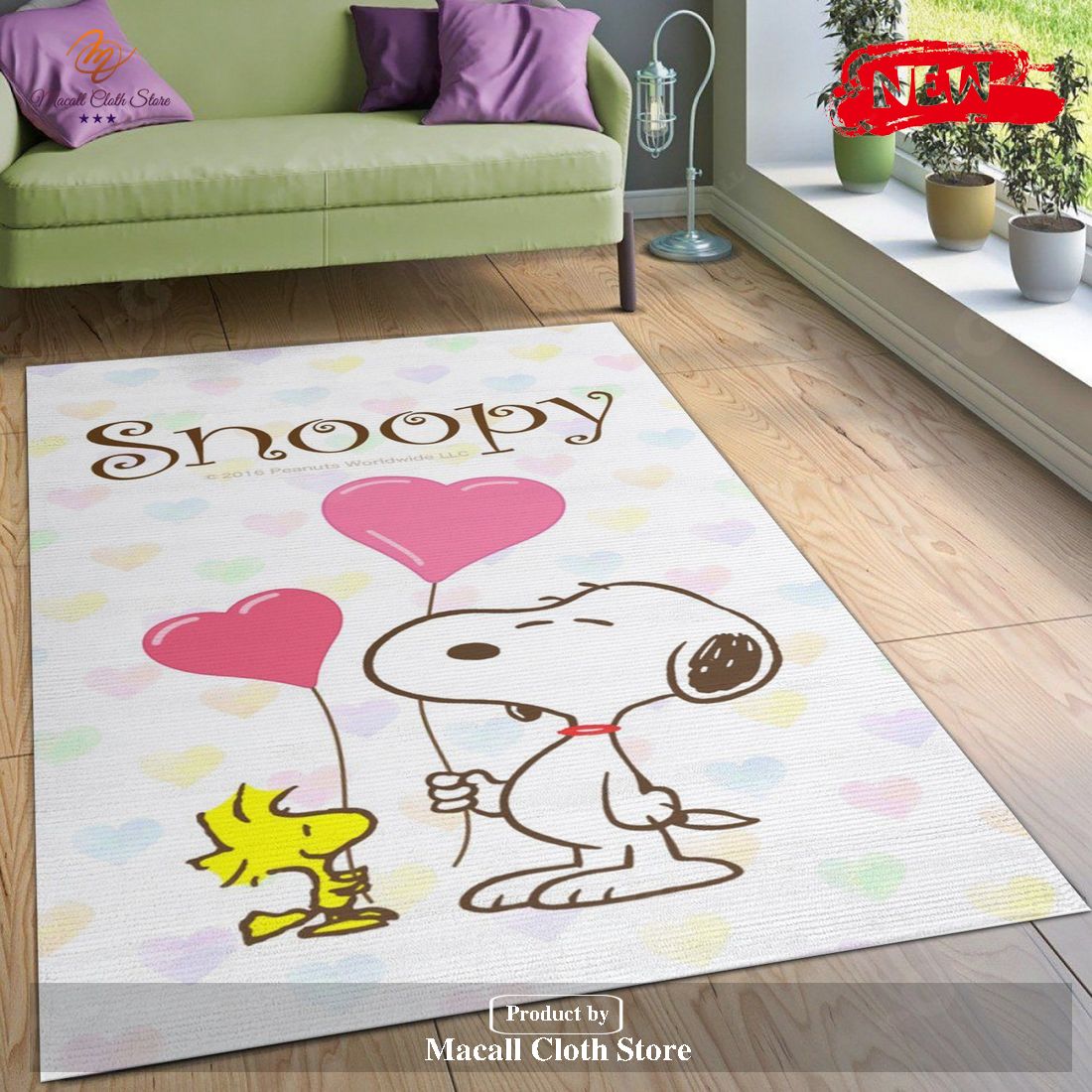 Snoopy Love Area Rug For Christmas Bedroom Rug- Indoor Outdoor Rugs