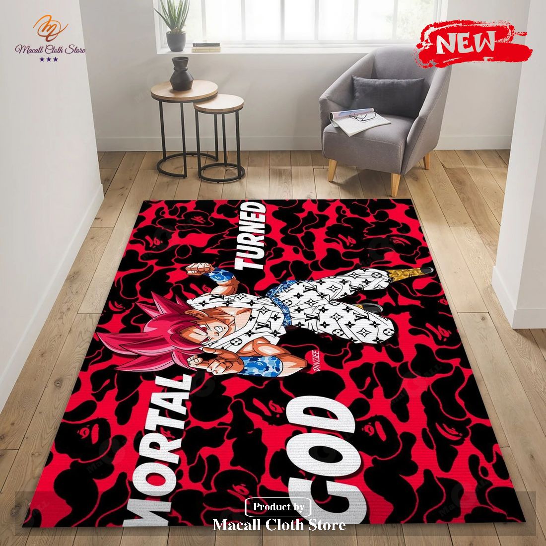 Songoku Ft Vuitton Bedroom Rug – US Gift Decor – Indoor Outdoor Rugs
