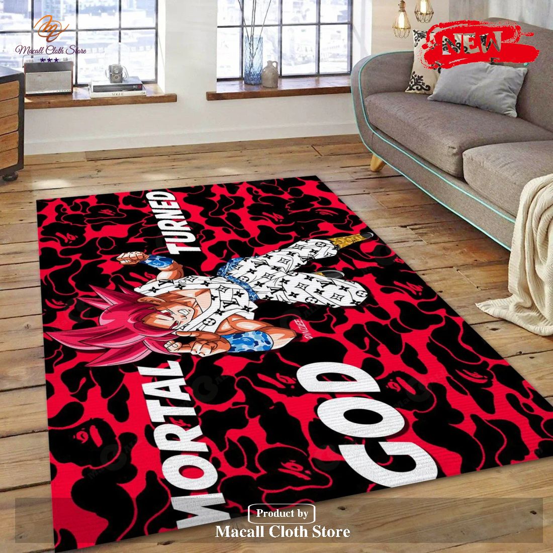 Songoku Ft Vuitton Bedroom Rug – US Gift Decor – Indoor Outdoor Rugs