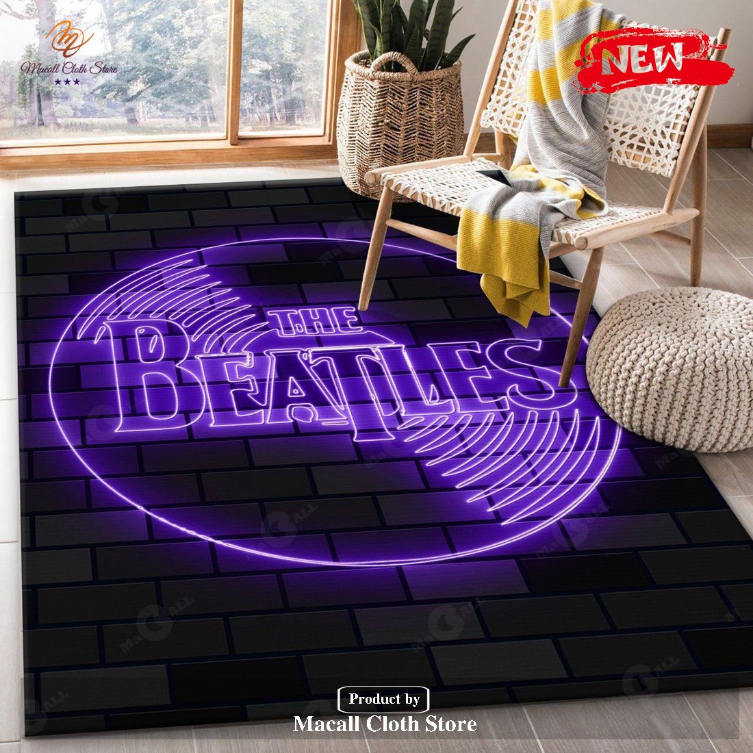 The Beatles Neon Sign Rug Living Room Rug Home Decor Floor Decor – Indoor Outdoor Rugs