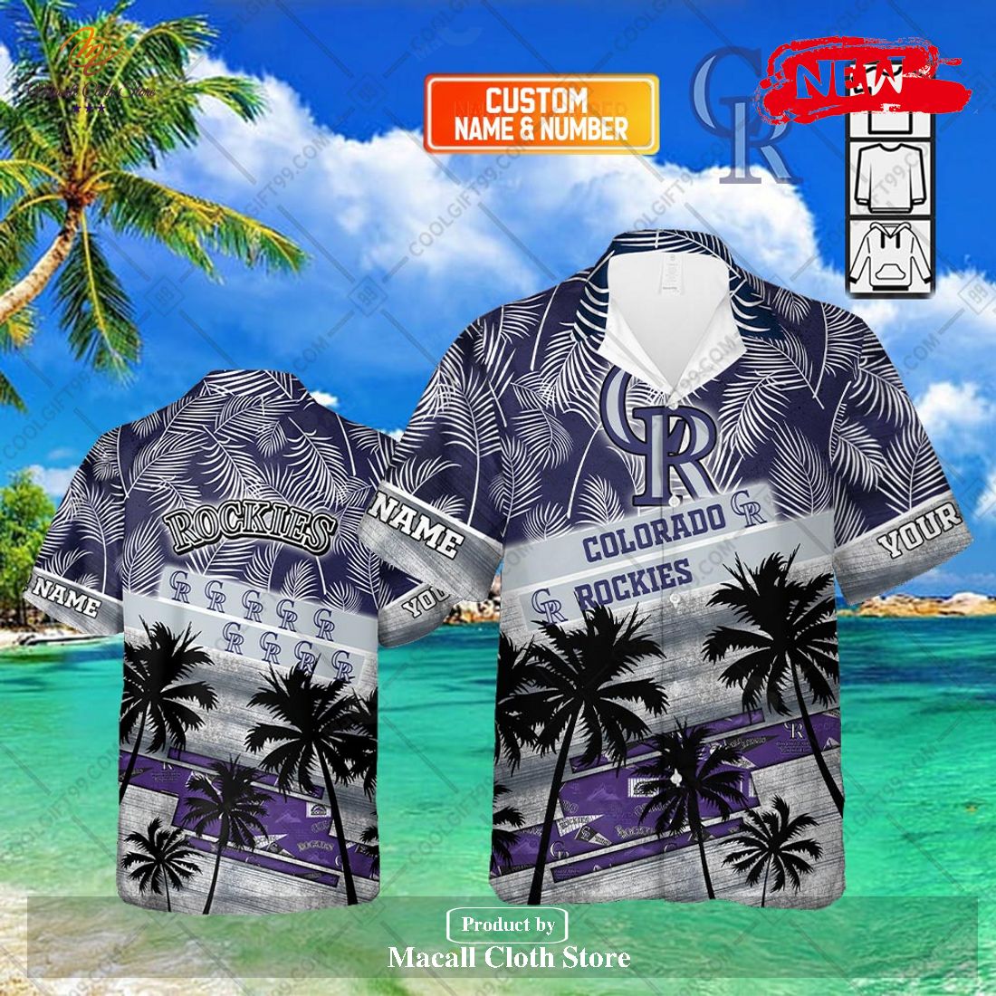 Personalized Name MLB Colorado Rockies Palm Tree Hawaiian Shirt and Short Personalized Name MLB Colorado Rockies Palm Tree Hawaiian Shirt and Short