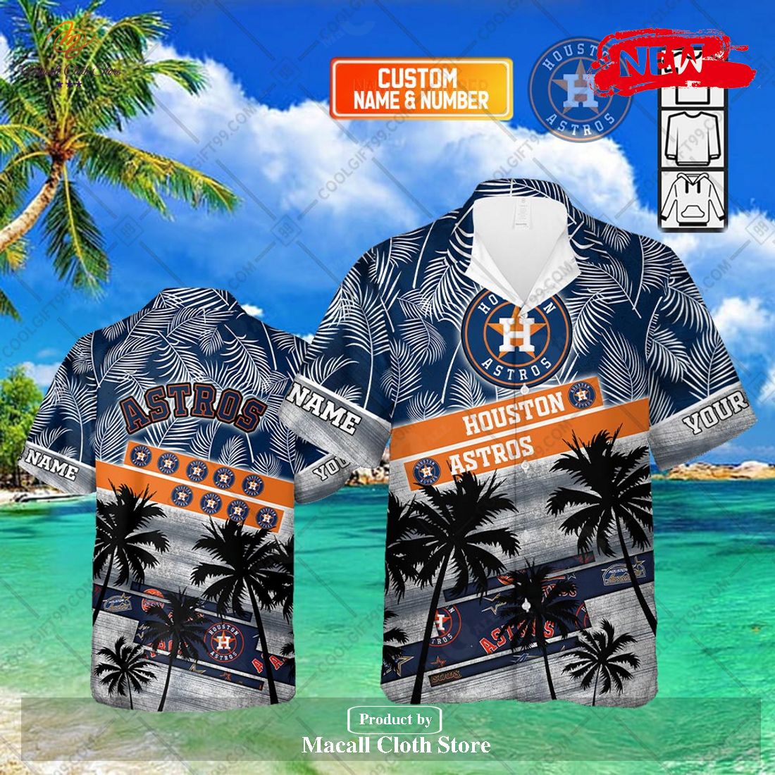 Personalized Name MLB Houston Astros Palm Tree Hawaiian Shirt and Short Personalized Name MLB Houston Astros Palm Tree Hawaiian Shirt and Short