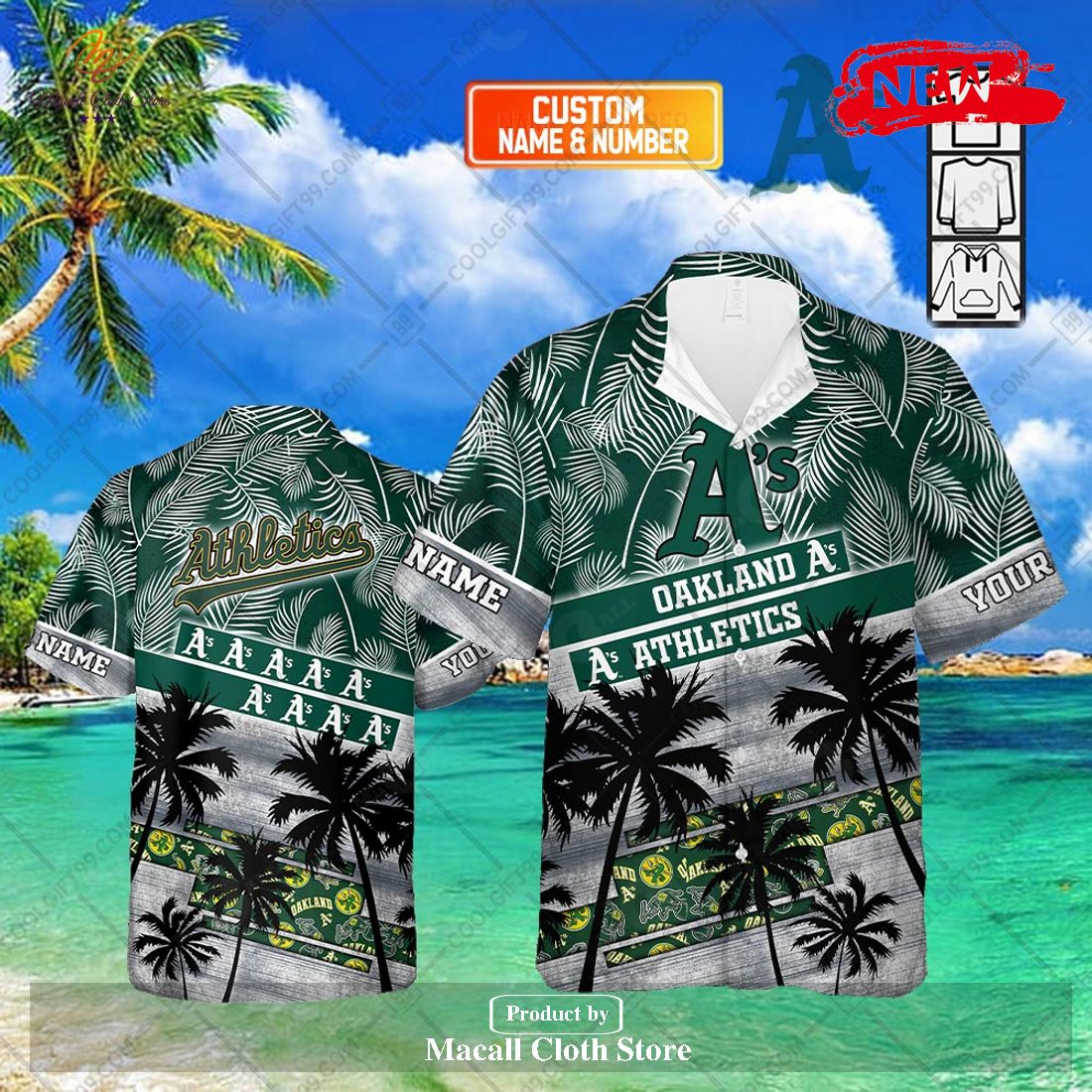 Personalized Name MLB Oakland Athletics Palm Tree Hawaiian Shirt and Short Personalized Name MLB Oakland Athletics Palm Tree Hawaiian Shirt and Short