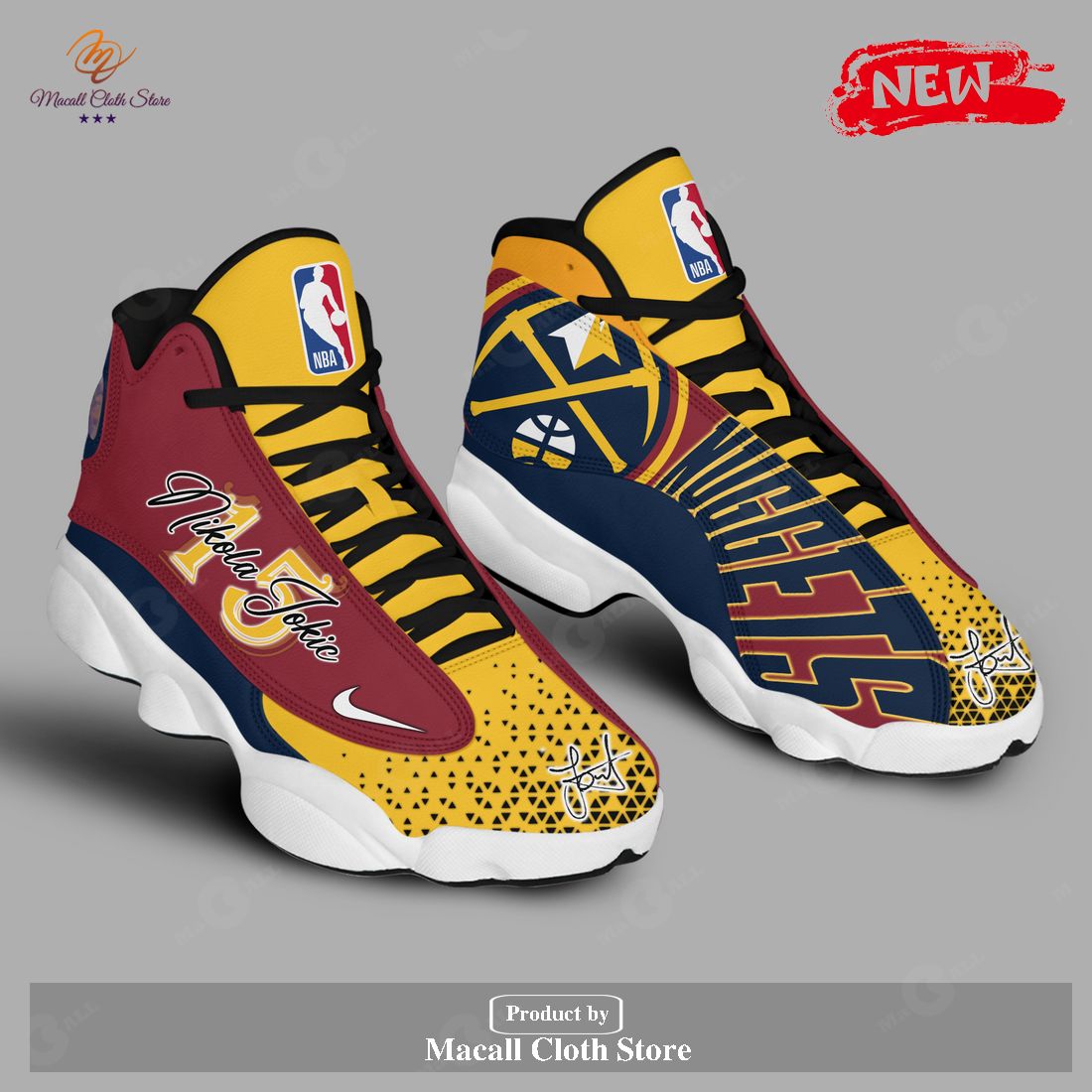 Nikola Jokic Denver Nuggets NBA Air Jordan 13 Signature Gift Shoes For Fan POD Design Nikola Jokic Denver Nuggets NBA Air Jordan 13 Signature Gift Shoes For Fan POD Design