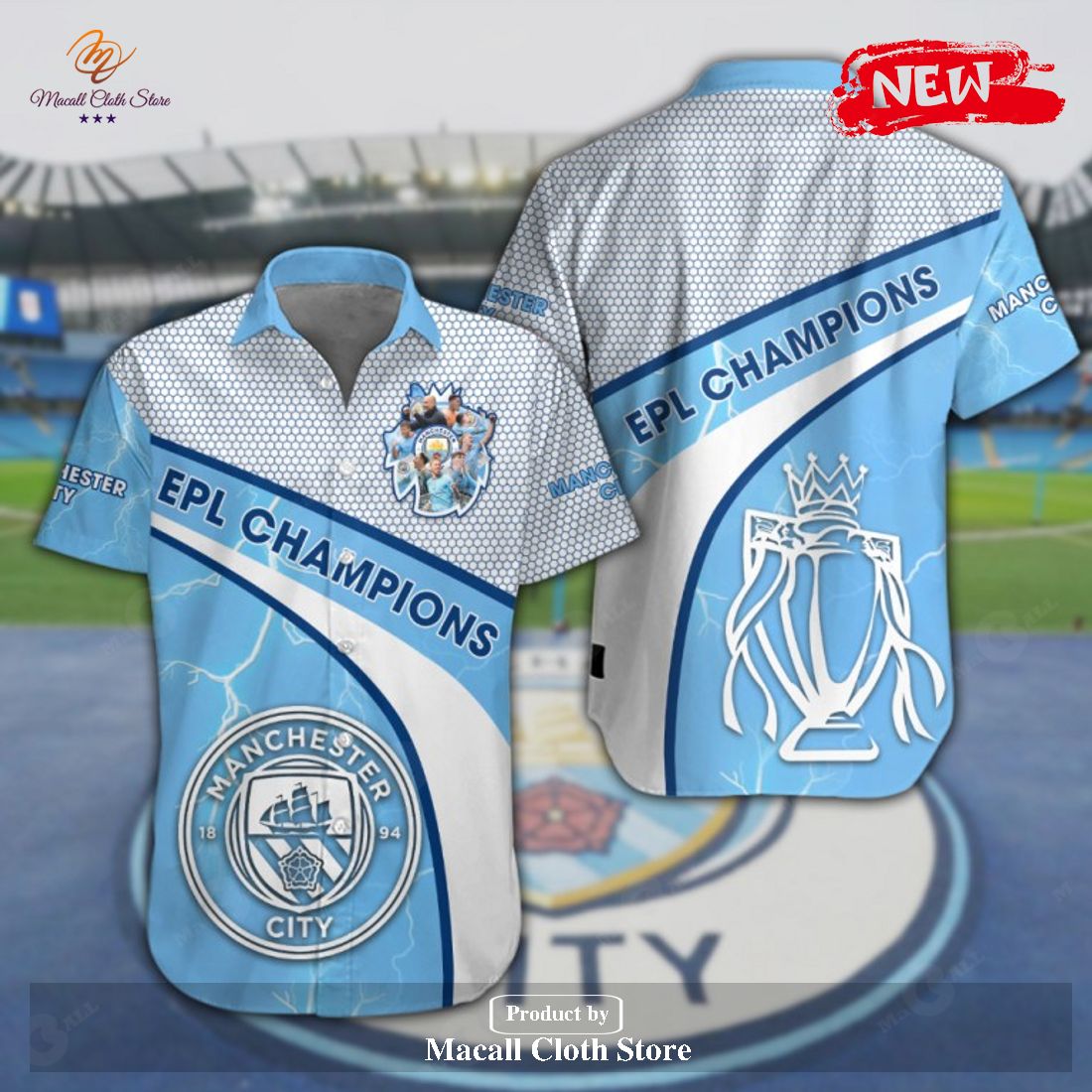 EPL Champions Manchester City 3D Blue Apparels Hawaiian Shirt and Short EPL Champions Manchester City 3D Blue Apparels Hawaiian Shirt and Short