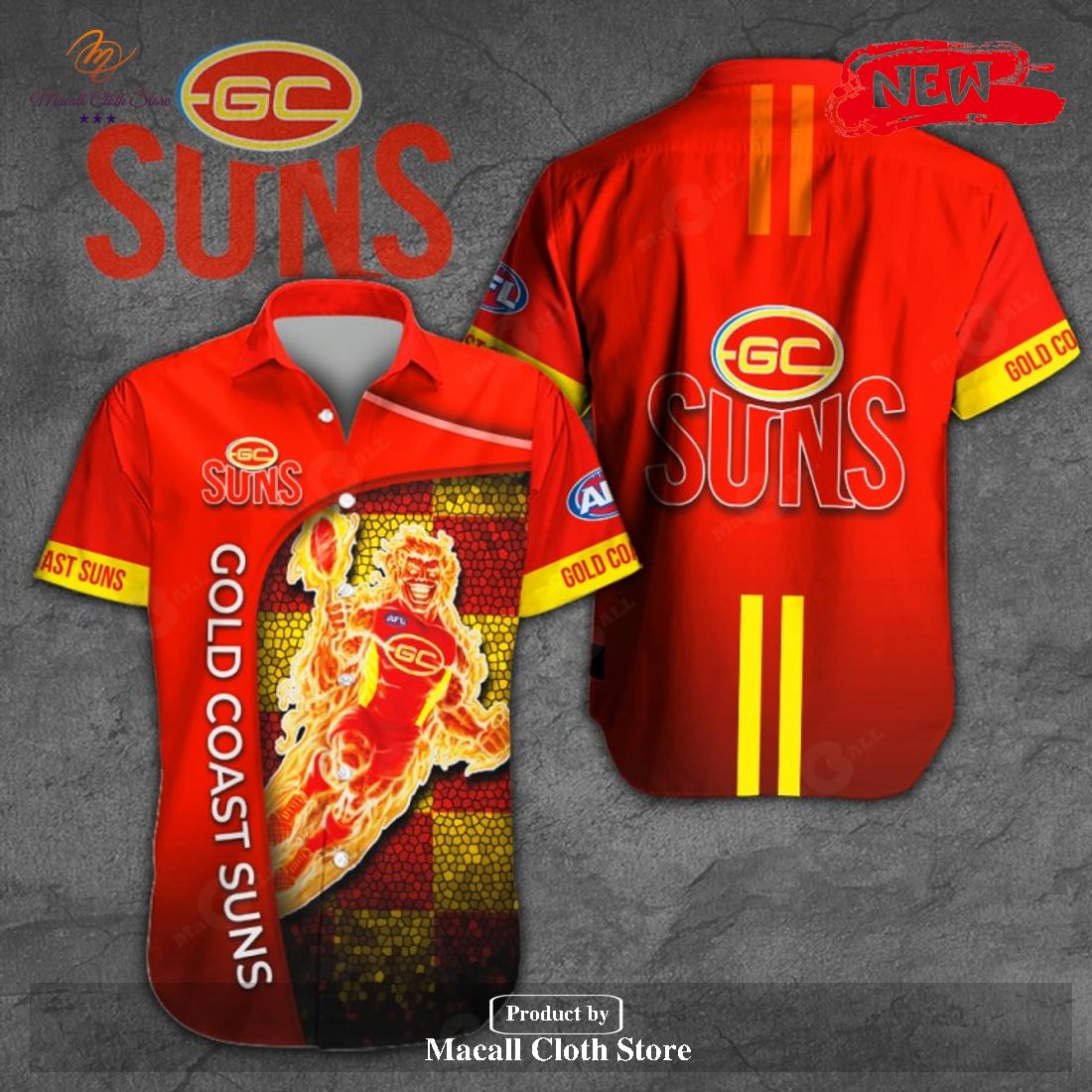 Gold Coast Suns x Australia Football Club 3D Red Apparels Hawaiian Shirt and Short