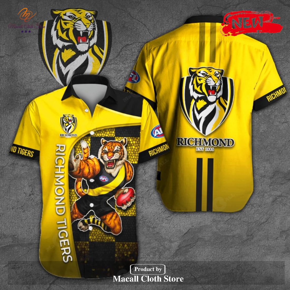 Richmond Tigers x Australia Football Club 3D Yellow Apparels Hawaiian Shirt and Short Richmond Tigers x Australia Football Club 3D Yellow Apparels Hawaiian Shirt and Short