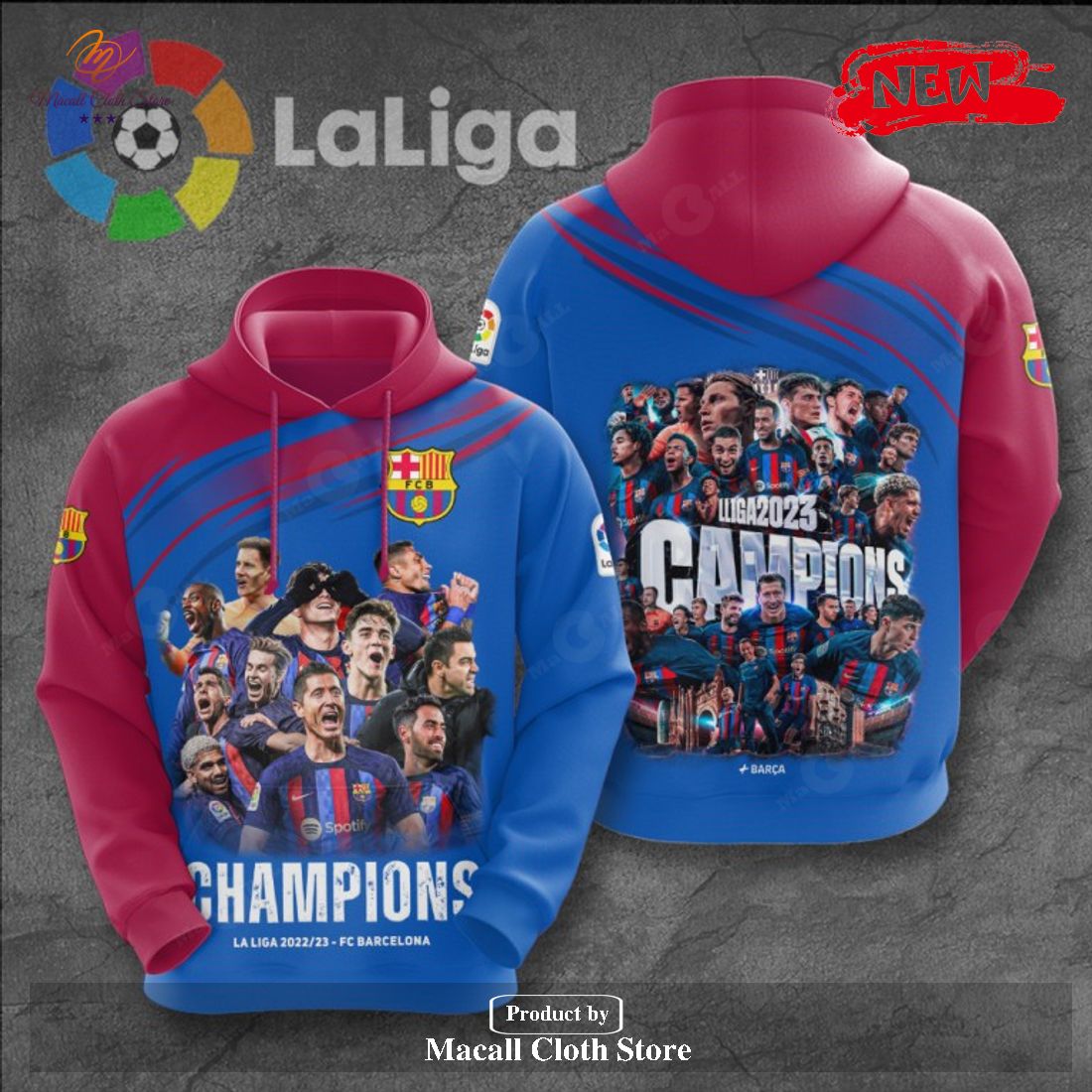 FC Barcelona 2023 Champions Apparels Hoodie Sweatshirt 3D FC Barcelona 2023 Champions Apparels Hoodie Sweatshirt 3D