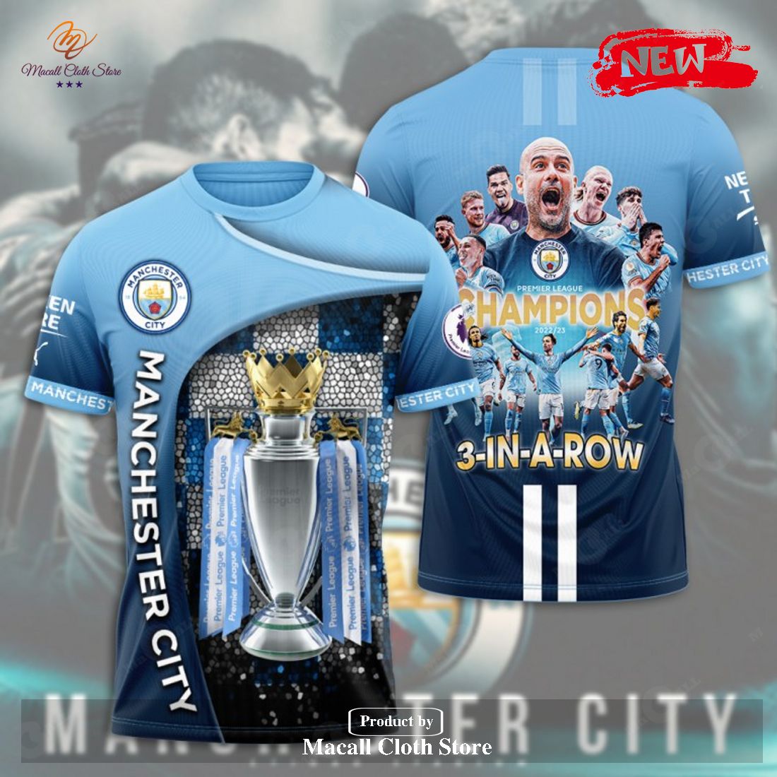 Premier League Champions Manchester City 3 In A Row 2023 V14 Hoodie Sweatshirt 3D