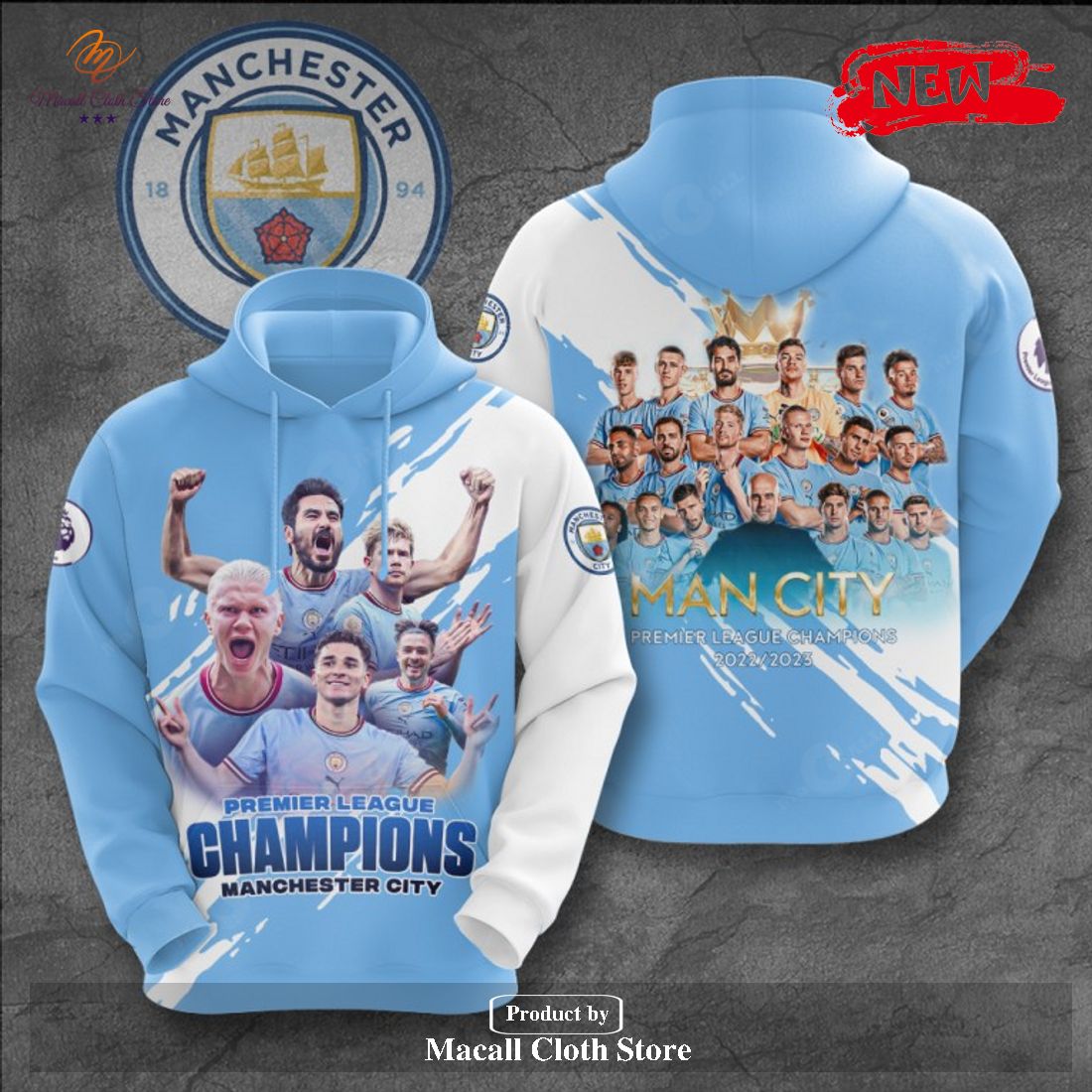 Premier League Champions Manchester City New Apparels 2023 Hoodie Sweatshirt 3D