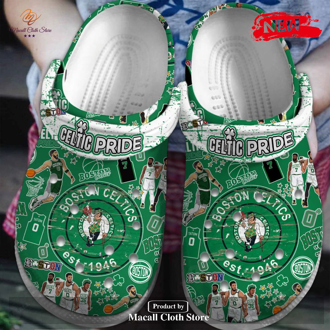 Boston Celtics 2023 NBA Premium BTC LA White Crocs Classic Clog Shoes