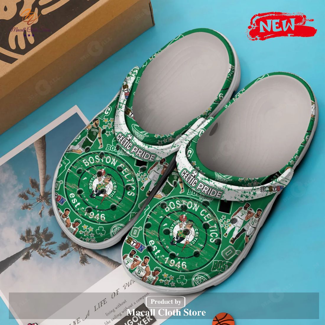 Boston Celtics 2023 NBA Premium BTC LA White Crocs Classic Clog Shoes